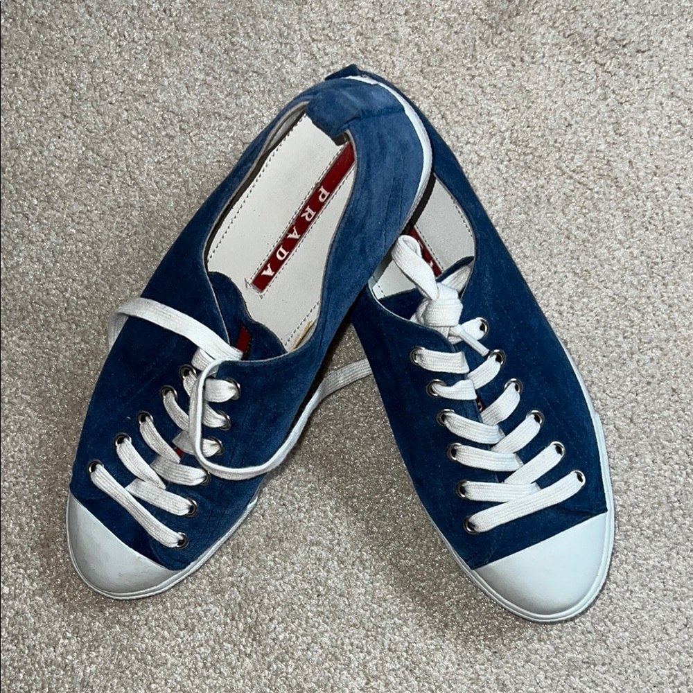 Prada Women's Blue Suede Sneakers